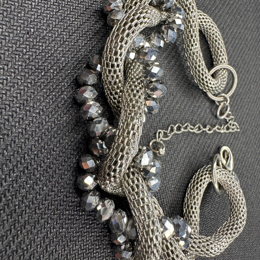 Sofia Chunky Silver Tone Mesh Chain Statement Bra… - image 4